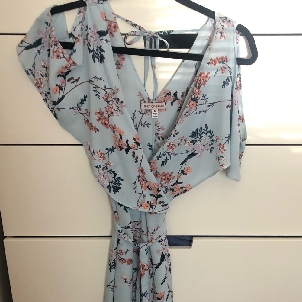 MIDI dress. Super cute. Wrap around.  Tie back